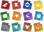 Set of zodiac horoscope sticker icons / web buttons.