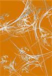 White fractal spider web design on an orange background that is ideal for Halloween.