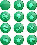 Basic navigation icon set , glossy aqua look