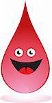 Cartoon image of a smiling drop of blood.