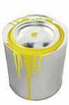 Tin of a yellow paint. Isolated over white