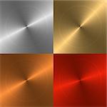 Four metal structures of different colours for a background