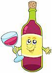 Cartoon bottle of wine - vector illustration.