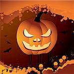 Halloween vector illustration scene with pumpkin