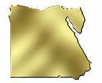 Egypt 3d golden map isolated in white