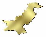 Pakistan 3d golden map isolated in white