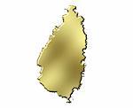 Saint Lucia 3d golden map isolated in white