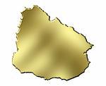Uruguay 3d golden map isolated in white