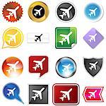 Airplane icon set isolated on a white background.