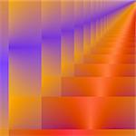 Computer generated fractal image with a geometric abstract design in shades of orange and purple.