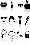 Set of beauty icons in a black style.