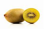 Isolated kiwi and a half on white background