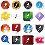 High voltage icon set isolated on a white background.