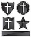 Set of 3D black chrome icons - cross.