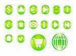 nice set of green buttons isolated on white background