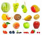 large page of fruits  on white background