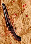 blood, sheet, shotgun, vector illustration