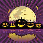 Halloween pumpkins under the moon, vector illustration for your design