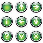 Green buttons with signs. Vector art in Adobe illustrator EPS format, compressed in a zip file. The different graphics are all on separate layers so they can easily be moved or edited individually. The document can be scaled to any size without loss of quality