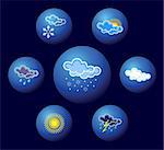 Weather icons. Vector art in Adobe illustrator EPS format, compressed in a zip file. The different graphics are all on separate layers so they can easily be moved or edited individually. The document can be scaled to any size without loss of quality.