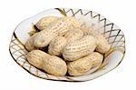 Peanuts in a white plate on a white background, isolated