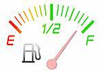 Illustration of the gauge of fuel with an arrow on a full tank