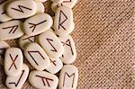 Runic stones, for astrological consultation, past, present and future. Image with copyspace.