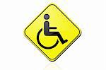 Disabled person warning road sign