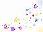 Beautiful Butterflies Background with colorful circles. Editable Vector Image