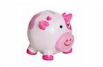 ugly pink and white piggy bank, isolated on white