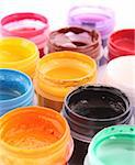 Opened paint buckets colors