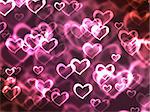 Abstract glowing Hearts on a colorful background