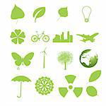 Set of ecology icons for web in green color