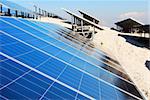 Large solar panel installation (selective focus on panel in foreground)