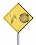 blank yellow tremor warning sign on white background