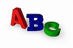 colorful letters ABC on white background - 3d illustration