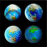 Football, Tennis, Golf and Baseball Earth