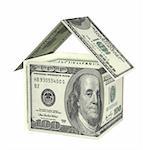 House from dollar banknotes - isolated over white