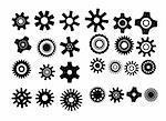 poster with gearwheel. vector illustration in black and white color