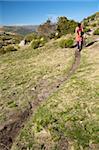 woman trekking at gredos mountains in avila spain