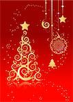 Christmas card for your design, golden pine