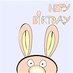 Inscription happy birthday with rabbit