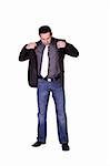 Casual Man Putting His Jacket On Getting Ready - Isolated Background