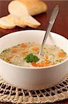 Turkey or chicken soup with carrot, noodles and parsley