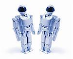 Toy Robots in Blue Tone on White Background