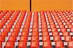 A field of red stadium seats.