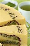 Refreshing matcha green tea cake with lemon mousse