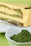 Japanese Matcha green tea powder and green tea cake