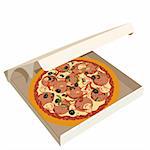 Realistic illustration pizza in box - vector
