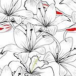 seamless pattern with white lily flowers